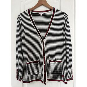 The Oprah Magazine Collection for Talbots Cardigan Sweater Navy Stripe Women's S